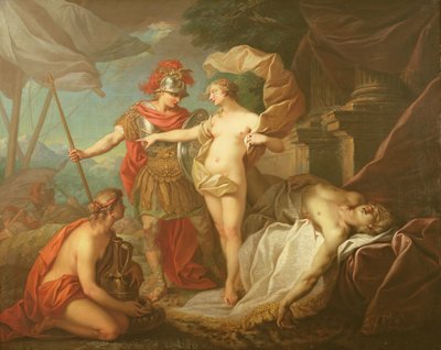 Achilles vertrekt om de dood van Patroclus te wreken door Étienne Jeaurat